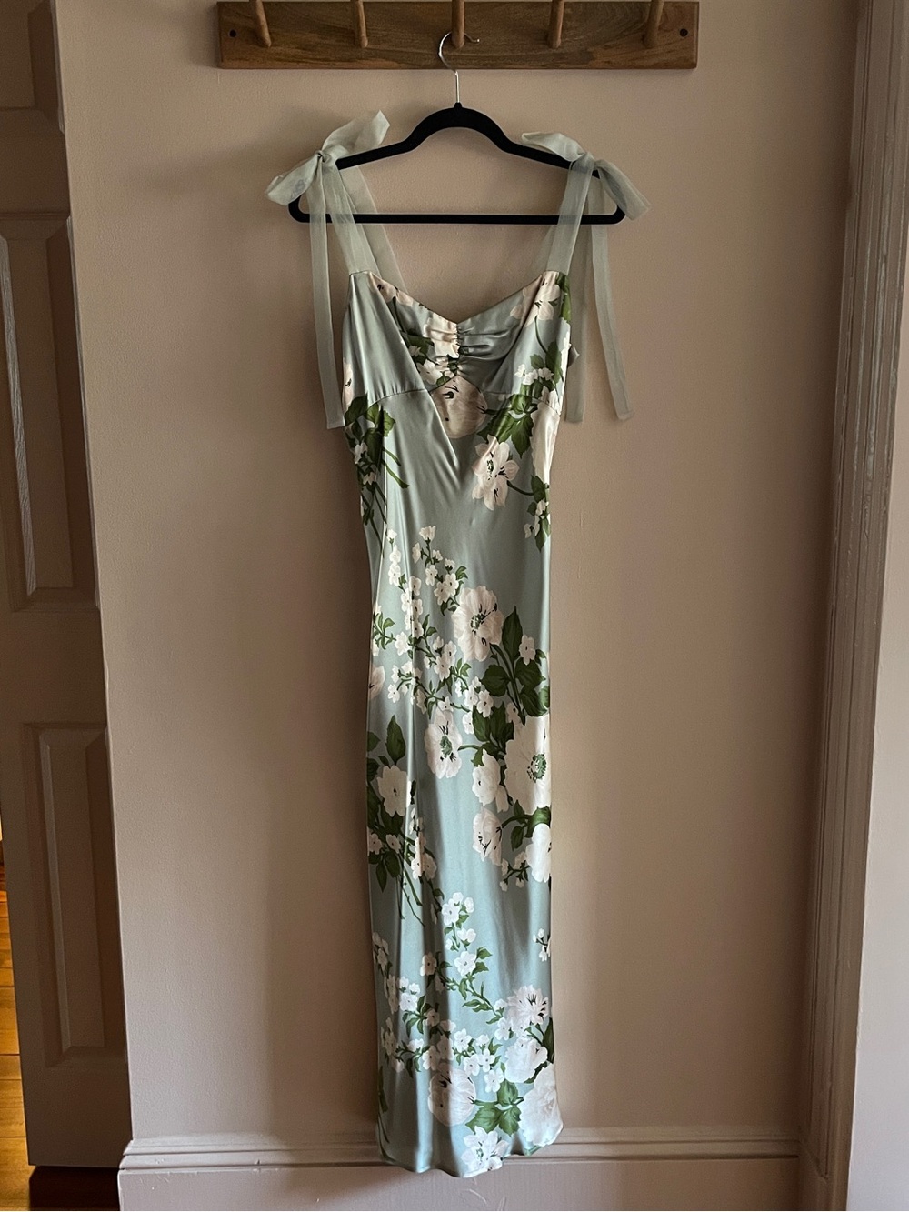 Reformation Alene Silk Slip Midi Dress with Tie Straps - Picture 3 of 15